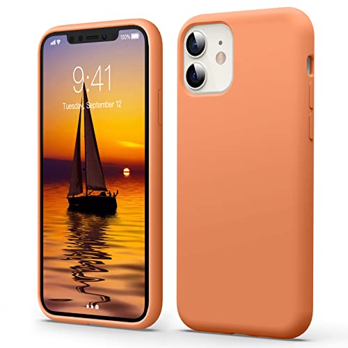 Flyzoo Flüssige Silikon Case Kompatibel mit iPhone 11 Hülle (6,1"), Kratzfest & Anti-fingerabdruck Handyhülle mit Rundumschutz: 4-Schicht Schutzhülle, Erhöhter Rand für Bildschirm & Kamera, Orange von Flyzoo