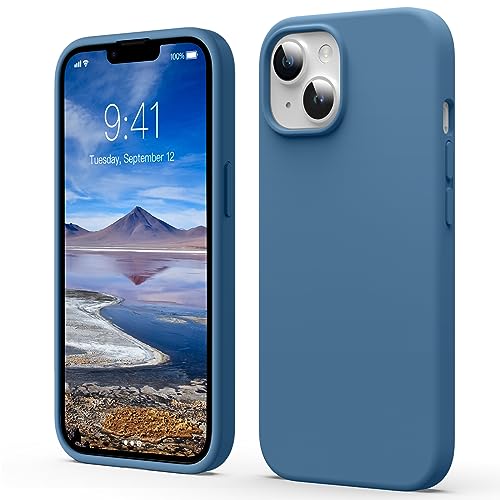 Flyzoo Flüssige Silikon Case für iPhone 15 Hülle (6,1''), Kratzfest & Anti-fingerabdruck Handyhülle mit Rundumschutz: 4-Schicht Schutzhülle, Erhöhter Rand für Bildschirm & Kamera, Blau von Flyzoo