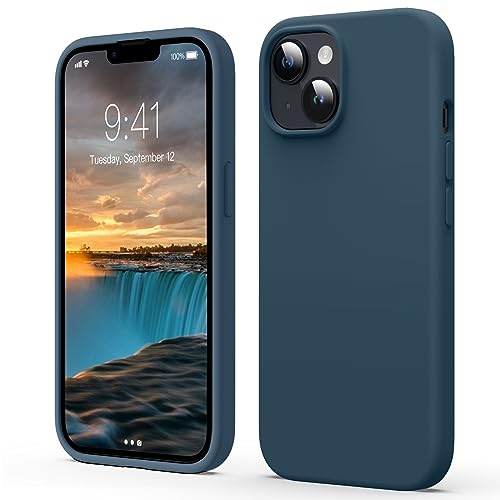 Flyzoo Flüssige Silikon Case für iPhone 15 Plus Hülle (6,7''), Kratzfest & Anti-fingerabdruck Handyhülle mit Rundumschutz: 4-Schicht Schutzhülle, Erhöhter Rand für Bildschirm & Kamera, Dunkelblau von Flyzoo