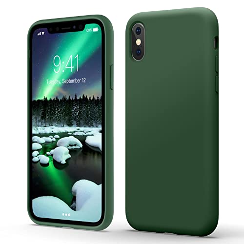 Flyzoo Flüssige Silikon Case für iPhone X(10) | XS Hülle (5,8"), Kratzfest & Anti-fingerabdruck Handyhülle mit Rundumschutz: 4-Schicht Schutzhülle, Erhöhter Rand für Bildschirm & Kamera, Klee Grün von Flyzoo