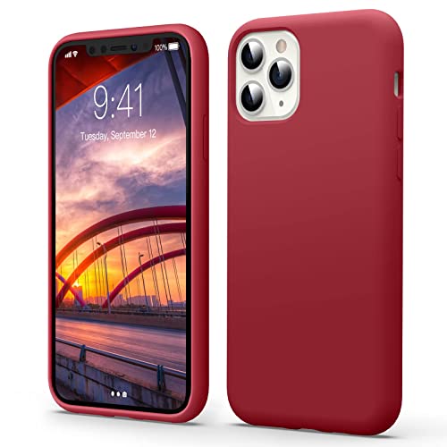 Flyzoo Flüssige Silikon Hülle für iPhone 11 Pro Max (6,5"), Kratzfest & Anti-fingerabdruck Silicone Handyhülle mit Rundumschutz: 4-Schicht Schutzhülle, Erhöhter Rand für Bildschirm & Kamera, Rot von Flyzoo