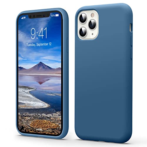 Flyzoo Flüssige Silikon Hülle für iPhone 11 Pro Max (6,5"), Kratzfest & Anti-fingerabdruck Silicone Handyhülle mit Rundumschutz: 4-Schicht Schutzhülle, Erhöhter Rand für Bildschirm & Kamera, Blau von Flyzoo