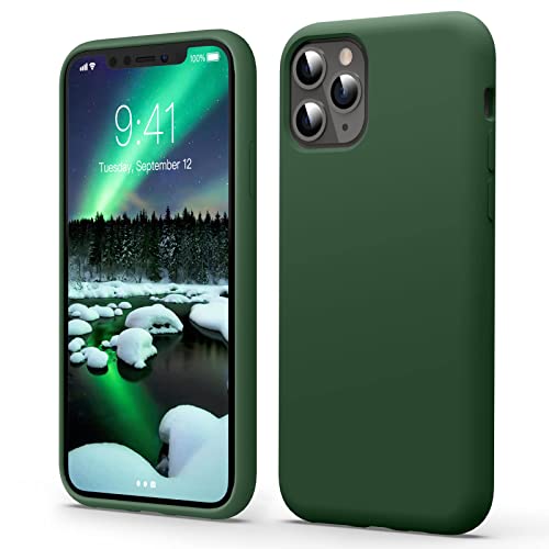 Flyzoo Flüssige Silikon Hülle für iPhone 11 Pro Max (6,5"), Kratzfest & Anti-fingerabdruck Silicone Handyhülle mit Rundumschutz: 4-Schicht Schutzhülle, Erhöhter Rand für Bildschirm & Kamera, Klee Grün von Flyzoo