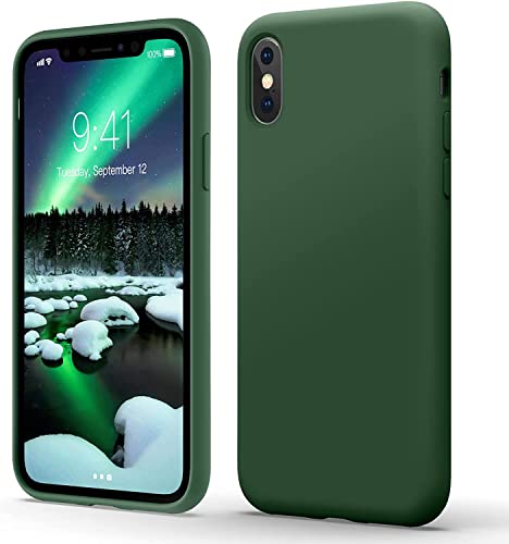 Flyzoo Flüssige Silikon Hülle für iPhone XS Max (6,5"), Kratzfest & Anti-fingerabdruck Silicone Handyhülle mit Rundumschutz: 4-Schicht Schutzhülle, Erhöhter Rand für Bildschirm & Kamera, Klee Grün von Flyzoo