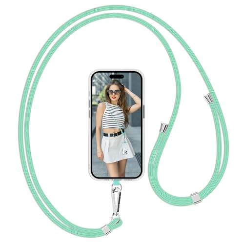 Flyzoo Handykette Universal, Handy Kordel aus Nylon, Einstellbar Crossbody Handyschnur & Handy Band zum Umhängen, Kompatibel mit Jedem Smartphones für Meisten Handyhüllen -Ohne Hülle (HellGrün) von Flyzoo