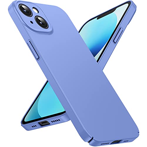 Flyzoo OriginalFit Ultra Dünn Hülle für iPhone 13 6.1'', Handyhülle Robuste Schutzhülle mit Voll Kameraschutz & Anti-Kratzer & Anti-Fingerabdruck, Slim Leicht Hart Matte Case Cover, Hell Blau von Flyzoo