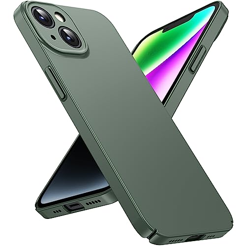 Flyzoo OriginalFit Ultra Dünn Hülle für iPhone 14 6.1'', Handyhülle Robuste Schutzhülle mit Voll Kameraschutz & Anti-Kratzer & Anti-Fingerabdruck, Slim Leicht Hart Matte Case Cover, Grün von Flyzoo