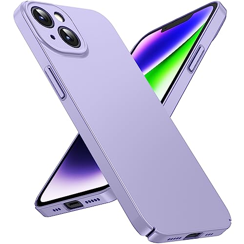 Flyzoo OriginalFit Ultra Dünn Hülle für iPhone 14 6.1'', Handyhülle Robuste Schutzhülle mit Voll Kameraschutz & Anti-Kratzer & Anti-Fingerabdruck, Slim Leicht Hart Matte Case Cover, Hell Lila von Flyzoo