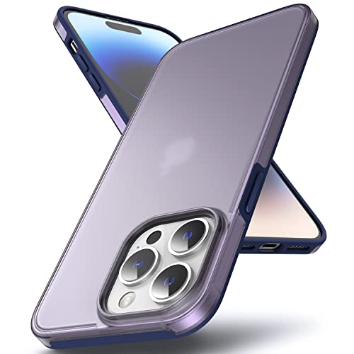 Flyzoo Translucent Matte Hülle für iPhone 14 Pro Max 6,7'', [Anti-Fingerabdruck] [Nie-Gelb] [MIL-Grade Protection] Stoßfeste Harte Schutzhülle Handyhülle mit Silikon Slim Dünn Case Cover, Blau von Flyzoo