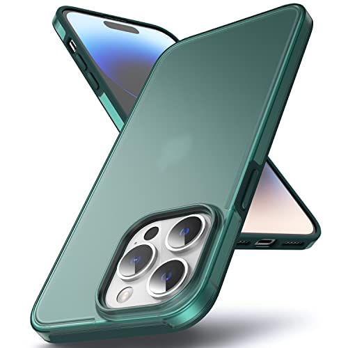 Flyzoo Translucent Matte Hülle für iPhone 14 Pro Max 6,7'', [Anti-Fingerabdruck] [Nie-Gelb] [MIL-Grade Protection] Stoßfeste Harte Schutzhülle Handyhülle mit Silikon Slim Dünn Case Cover, Grün von Flyzoo