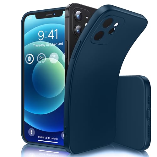 Flyzoo Weich Silikon Hülle für iPhone 12 (6,1''), Ultra Dünn Flexible TPU Silicone Handyhülle, Slim Fit Kratzfeste & Stoßfest Gummi Bumper, Schutzhülle mit Mikrofaserfutter Case Cover, Blau von Flyzoo