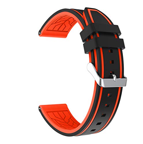 Fmway 22mm Silikon Uhrenband Ersatzarmband mit Edelstahl Metall Schließe für Samsung Galaxy Watch 46mm / Gear S3 Frontier/Gear S3 Classic/Moto 360 2. Generation 46mm / Amazfit (Schwarz + Orange) von Fmway