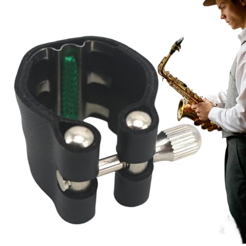 Saxophonklemme – Instrumentenhalterung, tragbare Saxophon-Ligatur | Lederbefestigung für Sopran-Saxophonmund, für Zuhause, Schlafsaal und Reisen (3,7 x 3,7 x 2,7 cm) von Fmzrbnih