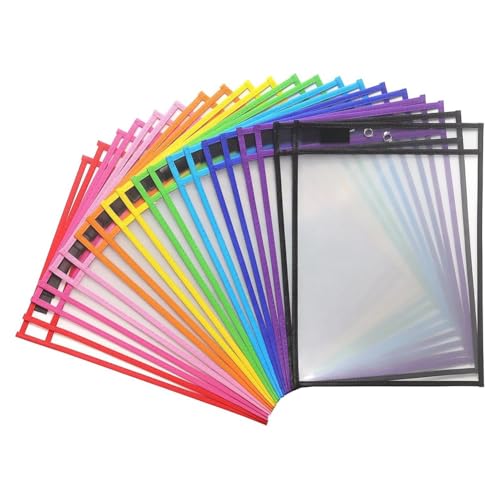 Fnfhsa 20er-Pack Trocken Abwischbare Taschenhüllen mit Ringen, Tickethalter, Transparente Hüllen, Blattschutzhüllen für Lehrer im Klassenzimmer Fnfhsa 20er-Pack Trocken Abwischbare Taschenhüllen mit Ringen, Tickethalter, Transparente Hüllen, Blattschutzhüllen für Lehrer im Klassenzimmer von Fnfhsa