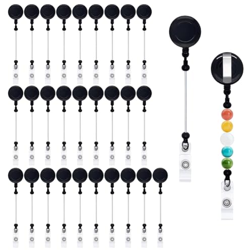Fnfhsa 30 Stück Ausziehbare Ausweishalter mit Perlen, DIY -Ausweishalter-Set mit Gürtelclip, Ausziehbare Ausweishalter-Artikel Als Geschenk für Bürobedarf A von Fnfhsa