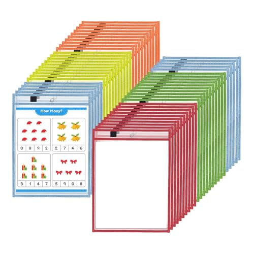 Fnfhsa 50er-Packung Wiederverwendbare Dry Erase Pocket-Hüllen, 5, Schutzhüllen für Lehrer, Schulmaterial für Unterricht Fnfhsa 50er-Packung Wiederverwendbare Dry Erase Pocket-Hüllen, 5, Schutzhüllen für Lehrer, Schulmaterial für Unterricht von Fnfhsa