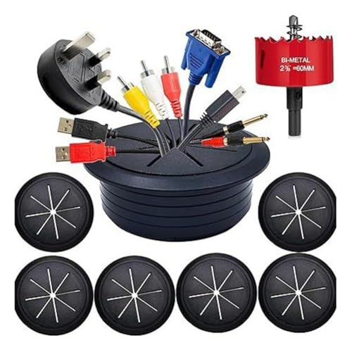 Fnfhsa 6PCS TV-Kabelkanal 2-3/8" (60mm) in der Wand Kabelmanagement-Kit Kabelkanal für Wandmontierten Fernseher Lochsäge Bohreraufsatz B von Fnfhsa