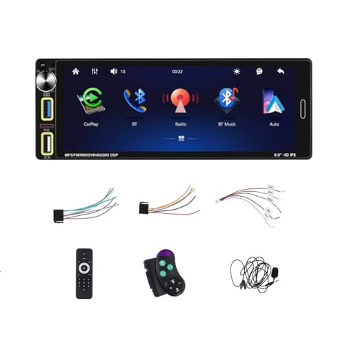 Fnfhsa Einzel-Din-Autoradio mit Carplay Android Auto, 6,9 IPS-Touchscreen, Autoradio, Bluetooth, FM, AM, USB, SWC Fnfhsa Einzel-Din-Autoradio mit Carplay Android Auto, 6,9 IPS-Touchscreen, Autoradio, Bluetooth, FM, AM, USB, SWC von Fnfhsa