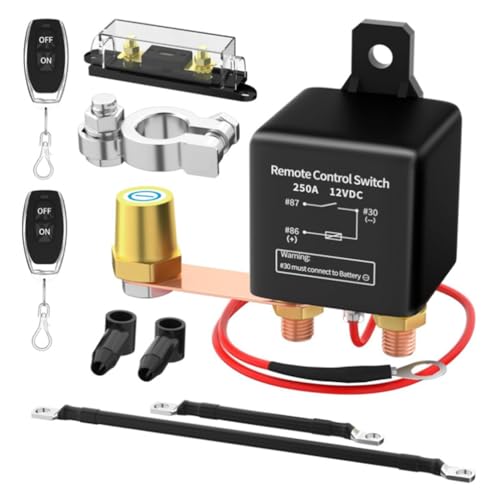 Fnfhsa Fernbedienbarer Batterietrennschalter, 12 V, 250 A, Kabelloser Batterietrennschalter mit Fernbedienung, Dual-Fernbedienungsschalter Fnfhsa Fernbedienbarer Batterietrennschalter, 12 V, 250 A, Kabelloser Batterietrennschalter mit Fernbedienung, Dual-Fernbedienungsschalter von Fnfhsa