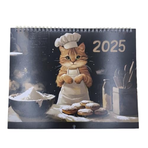 Fnfhsa Kalender "Katzen Kochen" 2025. Niedlicher 12-Monats-Wandkalender. Lustiger Katzenkalender mit Kochthema für Feinschmecker und Katzenliebhaber von Fnfhsa
