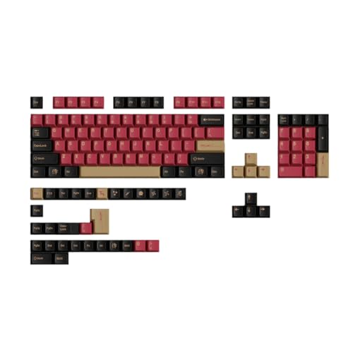 Fnfhsa Keycaps PBT Cherry Profil Rot Samurai Big Set Tastenkappen Spanisch Französisch Deutsch Englisch Key Caps für Mechanische Tastaturen DEUTSCH von Fnfhsa