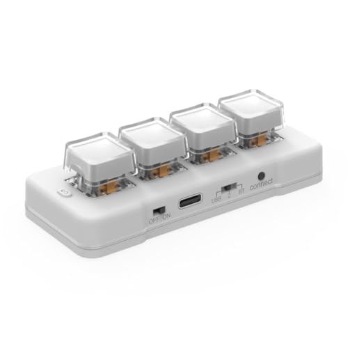 Fnfhsa MK424BT 4-Tasten-Mini-Anpassungstastatur mit Mechanischem Blauem Schalter, USB+BT Dual-Mode-Makro-Programmierbare Tastatur, Fnfhsa MK424BT 4-Tasten-Mini-Anpassungstastatur mit Mechanischem Blauem Schalter, USB+BT Dual-Mode-Makro-Programmierbare Tastatur, von Fnfhsa