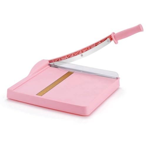 Fnfhsa Papierschneider, Papierschneider mit Schutz, 12 Schnittlänge für Kartenvorrat, Karton, Vinyl (Rosa) von Fnfhsa