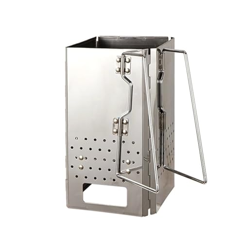 Fnfhsa Tragbarer Holzkohleanzünder, Edelstahl-BBQ-Grill, Klappbarer Kohleofen für Den Außenbereich, Heizgrill von Fnfhsa
