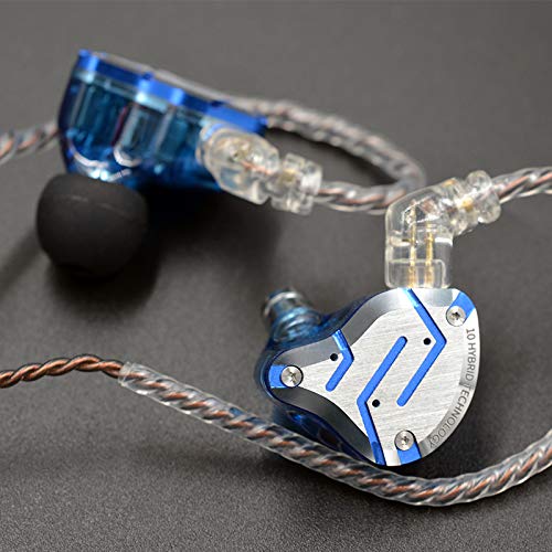 J&R KZ ZS10 Pro Metall-Headset 4BA + 1DD Hybrid 10 Einheiten HIFI Bass Ohrhörer In Ear Monitor Kopfhörer Sport Noise Cancelling Kopfhörer (mit Mikrofon, Glare Blue) von Fngyus