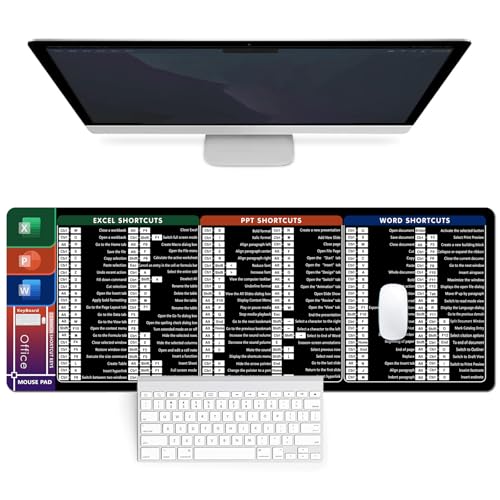 Mauspad Schreibtischunterlage 80x30cm Excel Shortcut Mauspad mit Genähten Kanten und Anti Rutsch, Tischunterlage verbessert Präzision und Geschwindigkeit, für Home & Office Dekor Mauspad Schreibtischunterlage 80x30cm Excel Shortcut Mauspad mit Genähten Kanten und Anti Rutsch, Tischunterlage verbessert Präzision und Geschwindigkeit, für Home & Office Dekor von FoBianJie