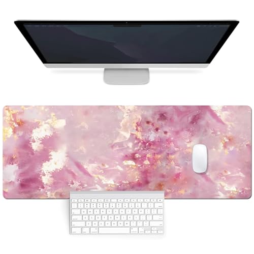 Mauspad 800x300mm Gaming Mousepad, Mouse Pad mit Vernähte Kanten Wasserdicht Anti-Rutsch für PC-Büro, Arbeit, Gaming, Studium, Laptop, Computer verbessert Präzision und Geschwindigkeit(Pink) von FoBianJie