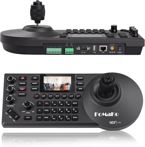 FoMaKo NDI PTZ Kamera Controller für NDI Kameras, mit 3 Zoll Echtzeit-Vorschau-Bildschirm, 7 Kamera Verknupfungen, NDI-Lizenz Enthalten, mit IP PoE Visca PELCO-D/P RS422 RS232 RS485, KC608N von FoMaKo