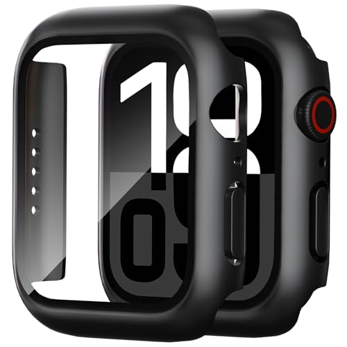 Foamia Schutzhülle für Apple Watch, Displayschutzfolie, harte PC-Hülle mit gehärtetem Glas, Stoßschutz, schlanke Apple Watch-Abdeckung für iWatch Serie 9, 8, 7, Schwarz/Schwarz, 41 mm, 2 Stück Foamia Schutzhülle für Apple Watch, Displayschutzfolie, harte PC-Hülle mit gehärtetem Glas, Stoßschutz, schlanke Apple Watch-Abdeckung für iWatch Serie 9, 8, 7, Schwarz/Schwarz, 41 mm, 2 Stück von Foamia