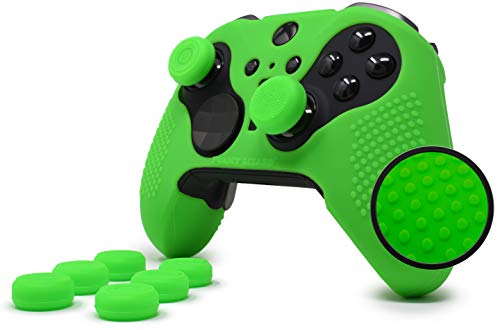 Foamy Lizard Elite Series 2 Skin für Xbox One Elite Series 2 Controller (nicht für Series X/S/Elite 1) – schweißfreies Silikon mit flachen rutschfesten Noppen + 8 QSX-Elite Daumengriffe (grün) von Foamy Lizard
