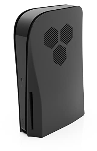 Foamy Lizard StealthPlates PS5 Kühlungsblende für die Playstation 5 Konsole, Ersatzgehäuse, schützendes hochfestes ABS, Belüftungsschlitze, präzise Passform (Black Hex - Disc Edition) von Foamy Lizard