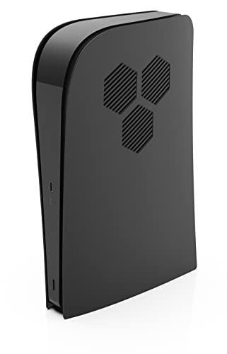 Foamy Lizard StealthPlates PS5 Kühlung Vent Frontplatte für die Playstation 5 Konsole, Ersatzgehäuse, schützendes hochfestes ABS, Belüftungsschlitze, präzise Passform (Black Hex - Digital Edition) von Foamy Lizard