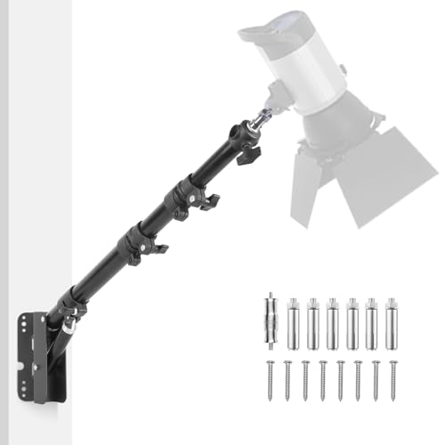Foccalli Wandmontage Boom Arm mit Dreieck Basis, Ringlicht Wandhalterung Auslegerarm 110cm mit 180°Flexible Rotation für Fotografie Fotostudio Licht, Softbox, Kamera, Regenschirm und Reflektor Foccalli Wandmontage Boom Arm mit Dreieck Basis, Ringlicht Wandhalterung Auslegerarm 110cm mit 180°Flexible Rotation für Fotografie Fotostudio Licht, Softbox, Kamera, Regenschirm und Reflektor von Foccalli