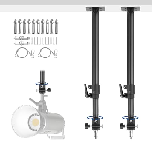 Wandmontage Boom Arm, Foccalli verstellbare Decken Wandhalterung mit 360° Flexible Drehung und 3/8" 1/4" Gewinde für Fotografie Fotostudio Licht, Softbox, Kamera, Regenschirm und Reflektor (2-Pack) von Foccalli