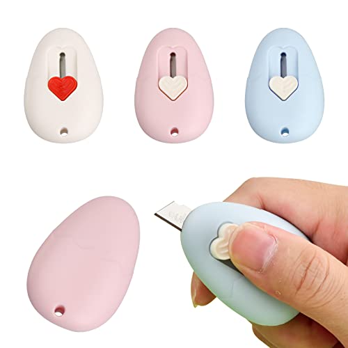 Focenat 3 Stück Brieföffner, Effizient Kuvertöffner mit Einziehbares Scharfen Kanten, Mini Kunststoff Tasche Messer Schreibwaren, Tragbares Cuttermesser zum Verpacken Post Papier Schneiden (B) von Focenat