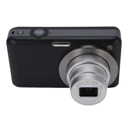 4K-Digitalkamera, 64 MP HD, 3-Zoll-Bildschirm, 10-facher Optischer Zoom, 2-facher Videokamera mit 3-Zoll-Bildschirm, Blitz, Autofokus, WiFi-Selfie-Kamera für Kinder, Tragbare (Black) von Focket