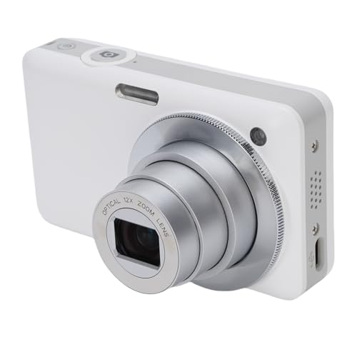 4K-Digitalkamera, 64 MP HD, 3-Zoll-Bildschirm, 10-facher Optischer Zoom, 2-facher Videokamera mit 3-Zoll-Bildschirm, Blitz, Autofokus, WiFi-Selfie-Kamera für Kinder, Tragbare (White) von Focket
