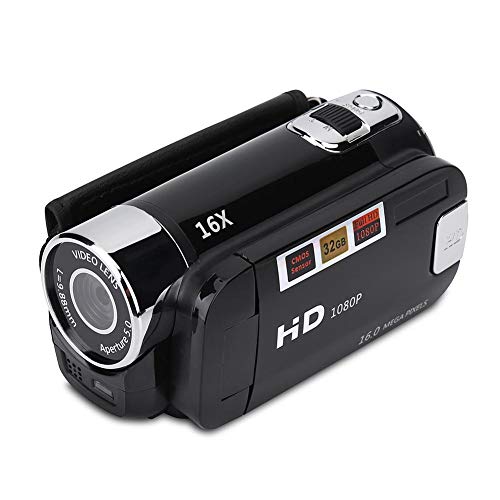 Digitaler Camcorder, High Definition, Full HD, Rotation Full HD 270 °, 1080P 16X, tragbare Videokamera DV mit 2,7 Zoll Display für Camping zu Hause (EU Plug Black) von Focket