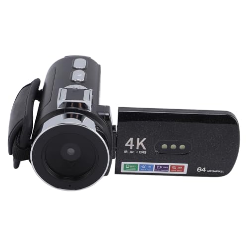 4K 64MP Videokamera Camcorder, 28 facher Digitalzoom HD Digitalkamera Recorder mit 3 Zoll Rotationsbildschirm, LED Licht, Kinder Vlogging Kamera, Reise Handycam Camcorder Kamera von Fockety