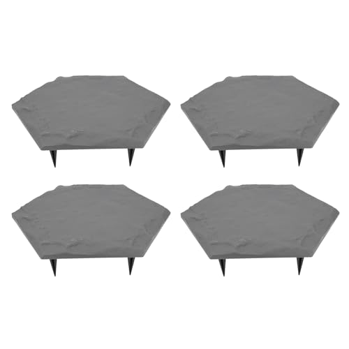 4pcs Trittsteine ​​im Freien, 15,4 Zoll Nicht -Slip Garden Walkway Pfad mit 24 Pcs Gemahlenen Einsätzen Dekorativen Stein für Yard Lawn Pathway Gartenwanderung (GREY) von Fockety