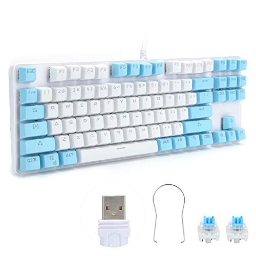 CUYT Kabelgebundene Tastatur, Gaming-Tastatur Gaming-Laptop-Tastatur Computertastatur für Office-Spiele und Unterhaltung(White Blue, Pisa Leaning Tower Type) von Fockety