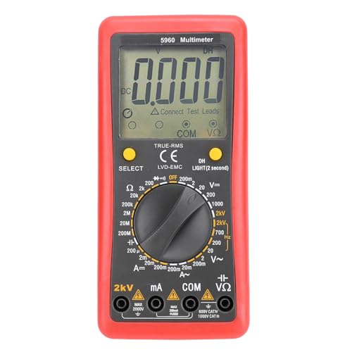 Digitaler Multimeter Tester, 2000 V 200 MA 20mΩ Smart Anti Burning Spannungsstrommesser, Digitalspannungstester Tests Batterien, Strom, Widerstand, Dioden, Kontinuität von Fockety