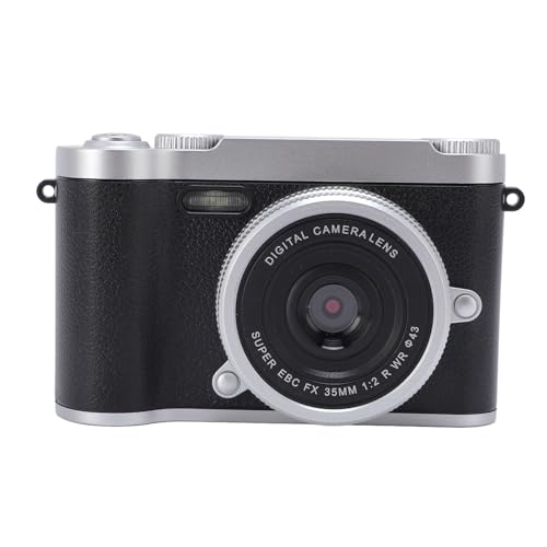 Digitalkamera, 48 MP HD-Autofokus-Anti-Shake-Point-and-Shoot-Kamera, tragbares 2,4-Zoll-Vlogging-Gerät mit Doppelobjektiv und 8-fachem Zoom, für Teenager und Erwachsene (Black) von Fockety