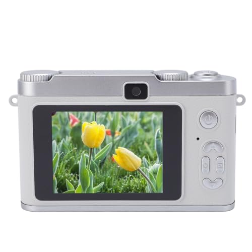 Digitalkamera, 48 MP HD-Autofokus-Anti-Shake-Point-and-Shoot-Kamera, tragbares 2,4-Zoll-Vlogging-Gerät mit Doppelobjektiv und 8-fachem Zoom, für Teenager und Erwachsene (Silver) von Fockety