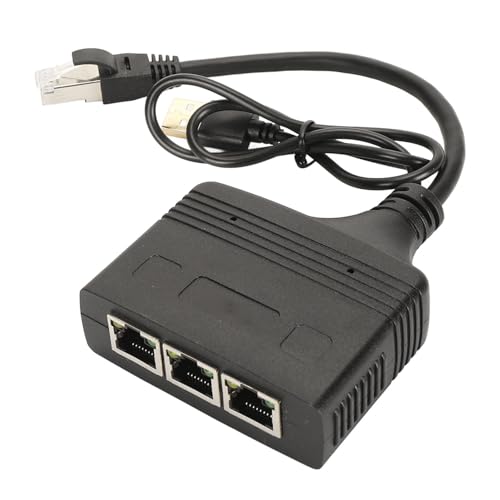 Ethernet-Splitter, 1 Bis 3 Hochgeschwindigkeits-1000 Mbit/s RJ45-Splitter, Gigabit-Ethernet-Splitter 3 Geräte Gleichzeitige Vernetzung LAN-Netzwerk-Splitter für Cat5 5E 6 7 8 Kabel von Fockety