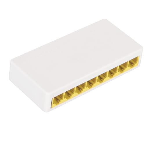 Fockety 8-Port-Gigabit-Switch, 10/100 Mbit/s Unmanaged Gigabit-Ethernet-Switch Heimnetzwerk-Hub, Lüfterloser Desktop-Wandmontage-Büro-Ethernet-Splitter für Laptop-Spielekonsolendrucker von Fockety